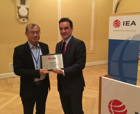 IEA Chair Dr Thierry Rocher and Professor Frederick Leung at the Honorary Membership presentation ceremony during IEA's annual General Assembly meeting in Ljubljana, Slovenia